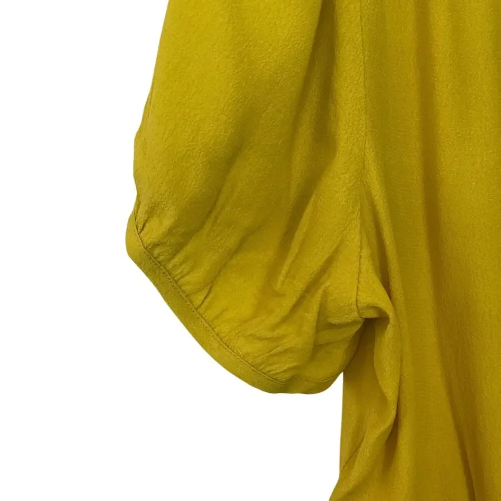 J. Crew Short Sleeve Button Peplum Blouse Yellow Size 4 Tall